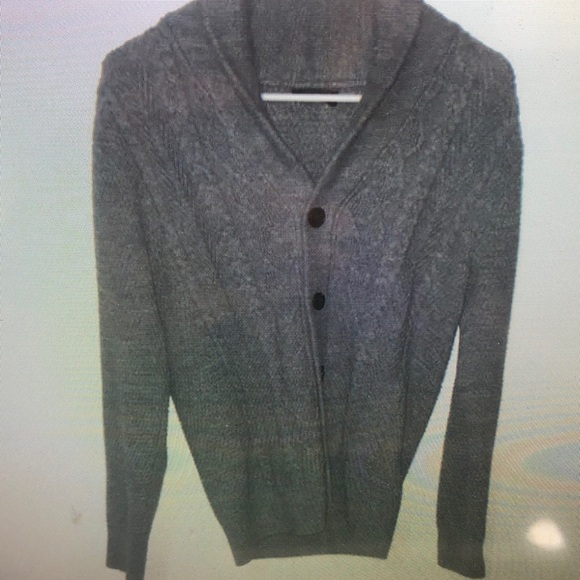 Men's Gray Cardigan Sweater - Picture 2 of 3